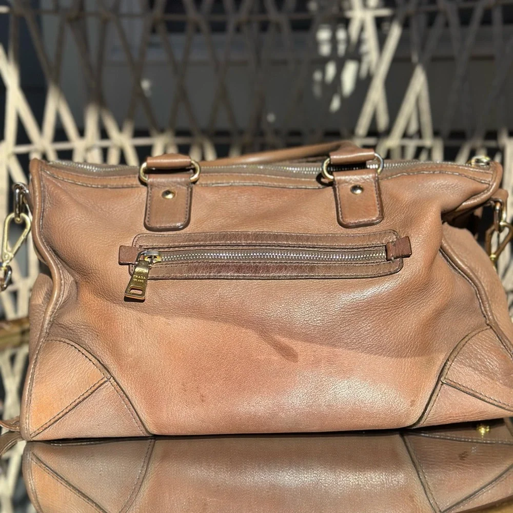 Prada Tan Leather Two-Way Bag - Picture 3 of 4